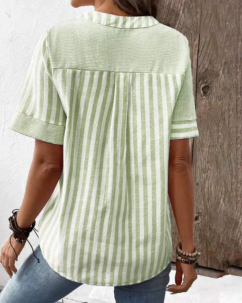 Miranda - Striped V-Neck Blouse