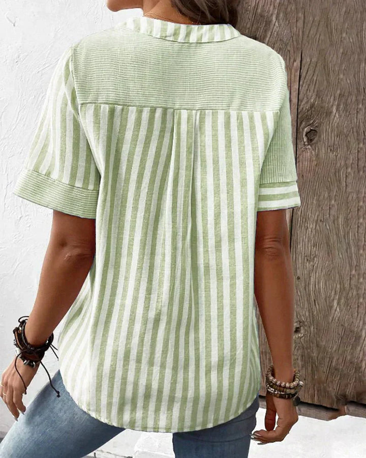 Miranda - Striped V-Neck Blouse