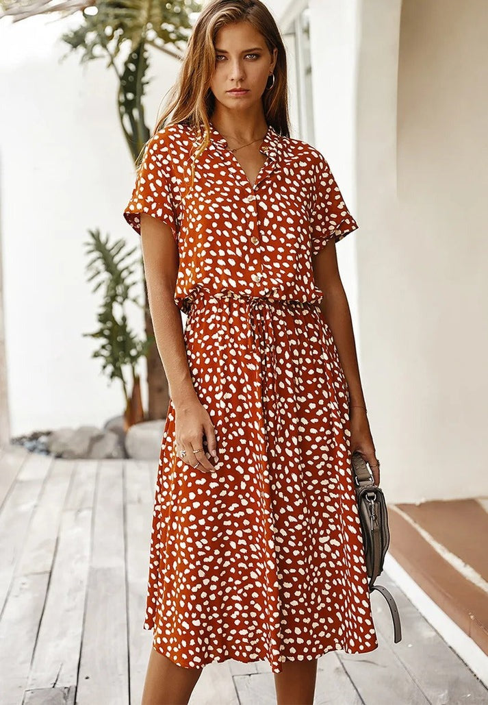 Amber - Printed V-Neck Dress