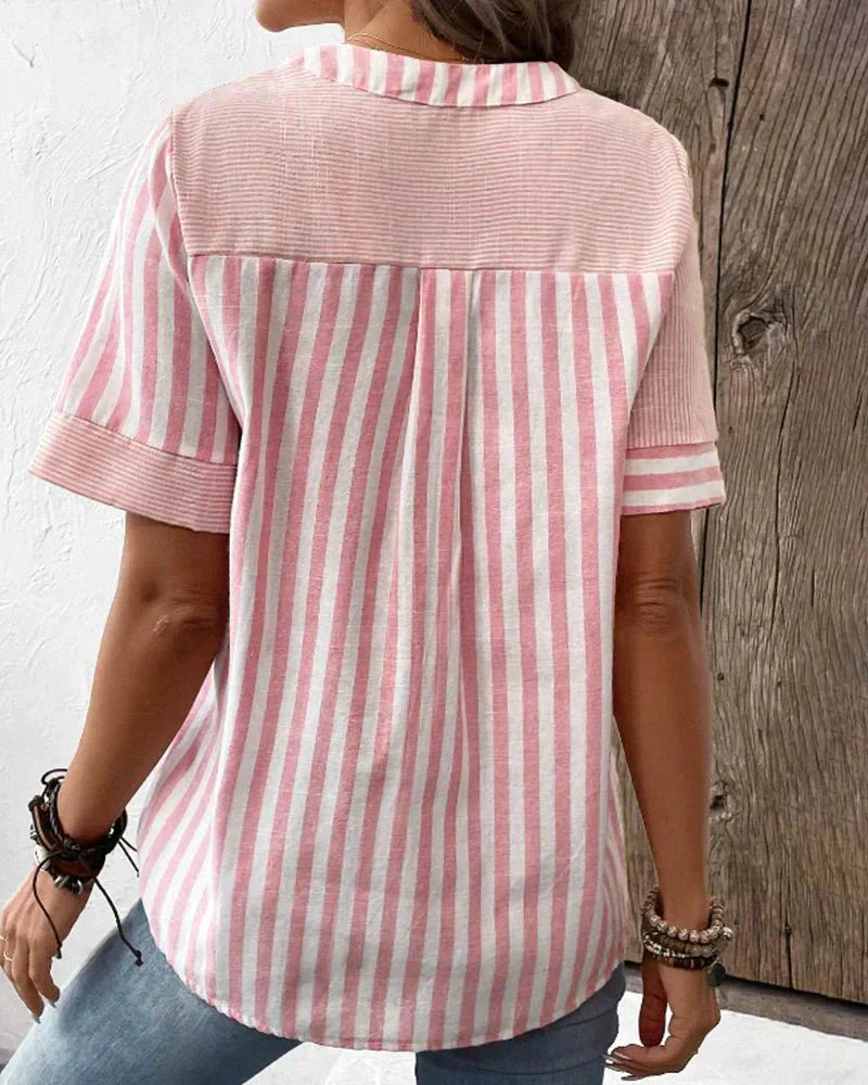 Miranda - Striped V-Neck Blouse