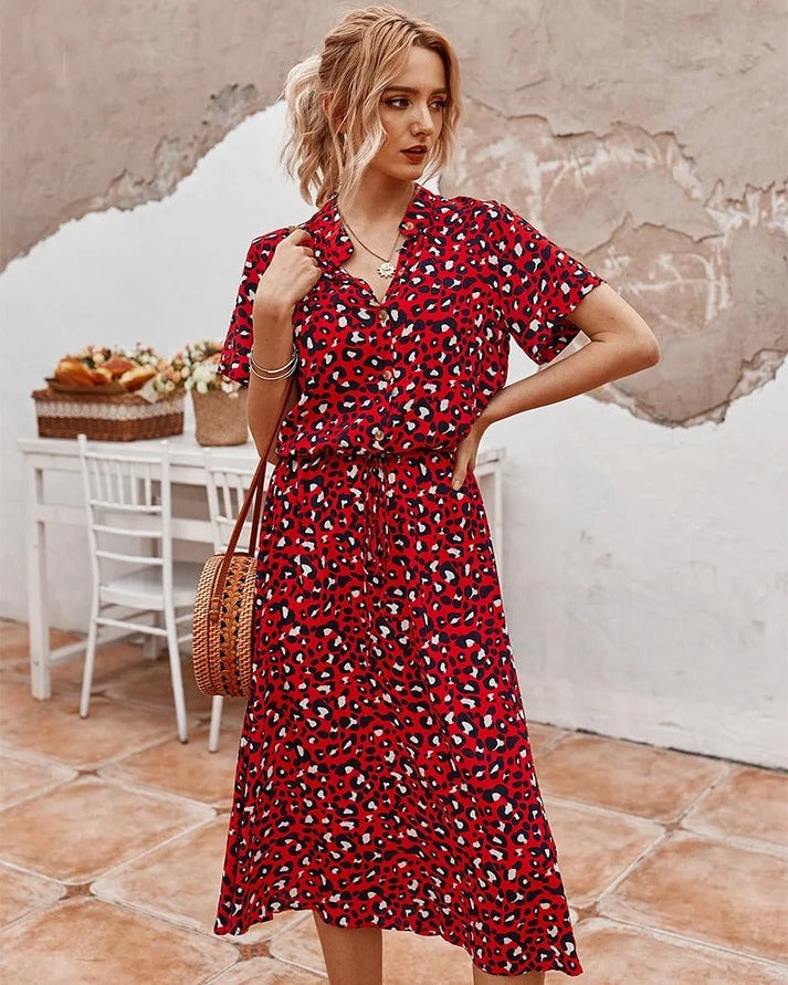 Amber - Printed V-Neck Dress