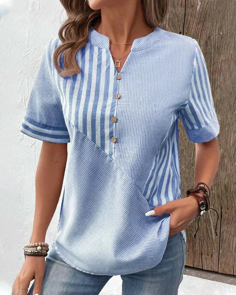 Miranda - Striped V-Neck Blouse