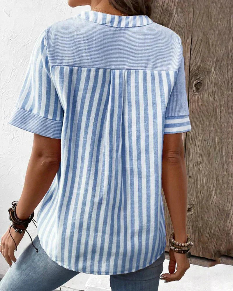 Miranda - Striped V-Neck Blouse