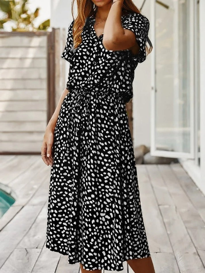 Amber - Printed V-Neck Dress